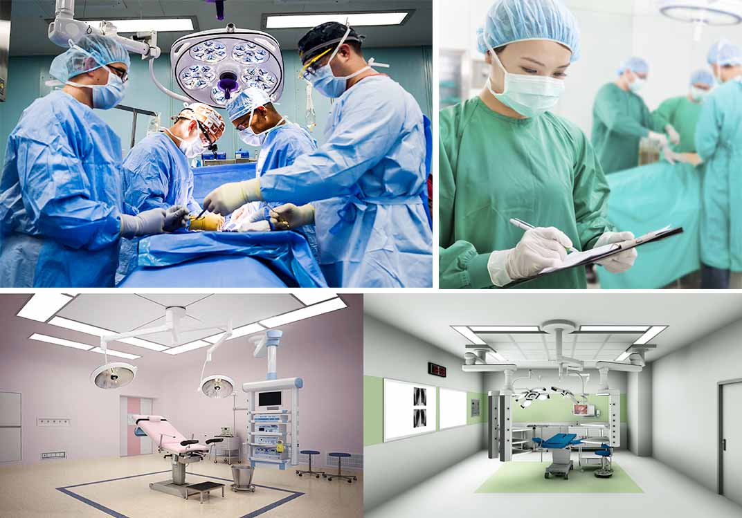 Salle d'opération, département d'anesthésiologie et autres départements.